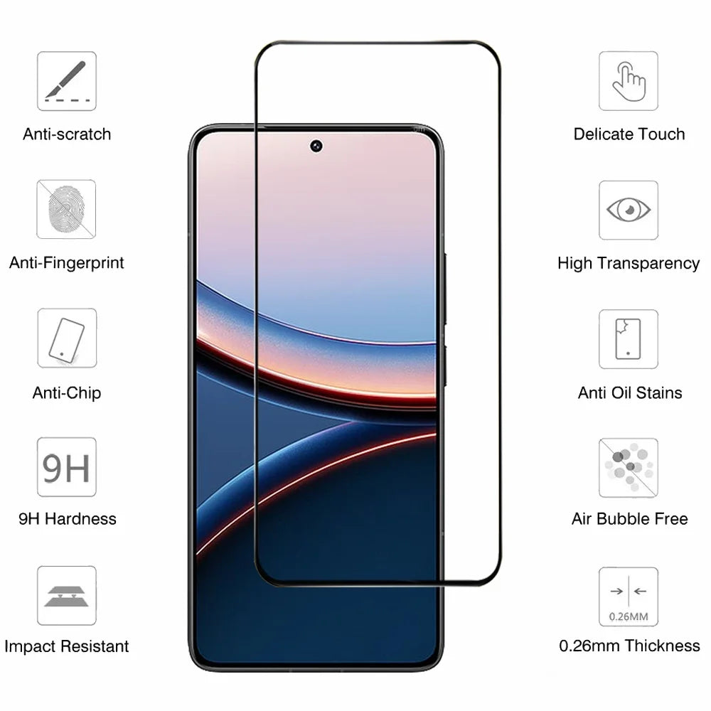 Tempered Glass For Poco F8 F7 Ultra X7 X6 F6 Pro 5G Screen Protector PocoX6 Pro Front Glass Poco M6 Pro Cristal Templado Poco X6 Pro Protector Pantalla Poko X5 F5 Pro Phone Protective Film