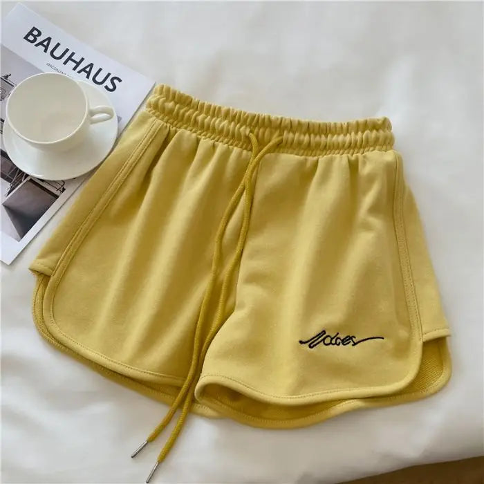 2026 Women Comfortable Loose Wide-legged Embroidered Drawstring A Pants Slim Waist Slim Fit Casual Home Versatile Sports Shorts