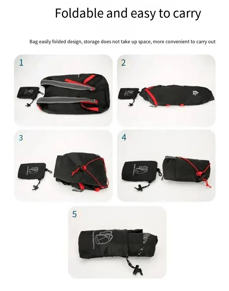 Camping Hiking Multifunctional Outdoor Folding Sports Backpack Ultra Lightweight Carrying Waterproof Nylon Fabric Fitness Bag
