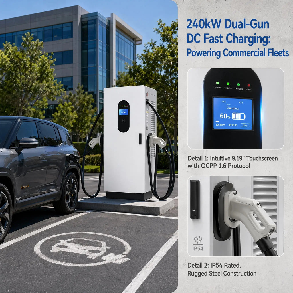 DC EV Charging Station 120kW Fast Charger CCS2 GBT Dual Connectors RFID LCD Screen Commercial Public Fast Charger