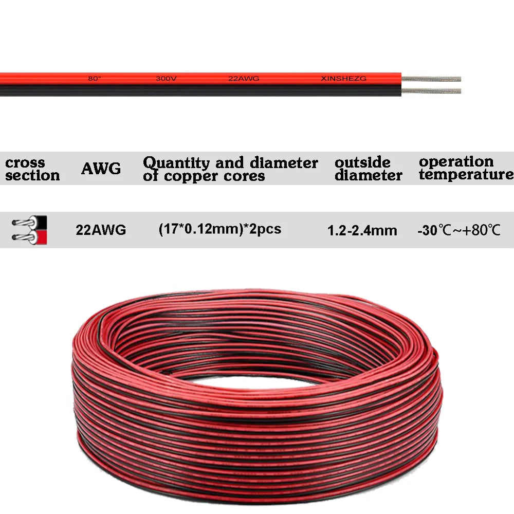 22 AWG 2Pin 3Pin 4Pin 5Pin 6Pin Electronic Cable Extension Wire for 5050 3528 COB RGBW RGB CCT RGBWW RGBCCT LED Strip Lights Car