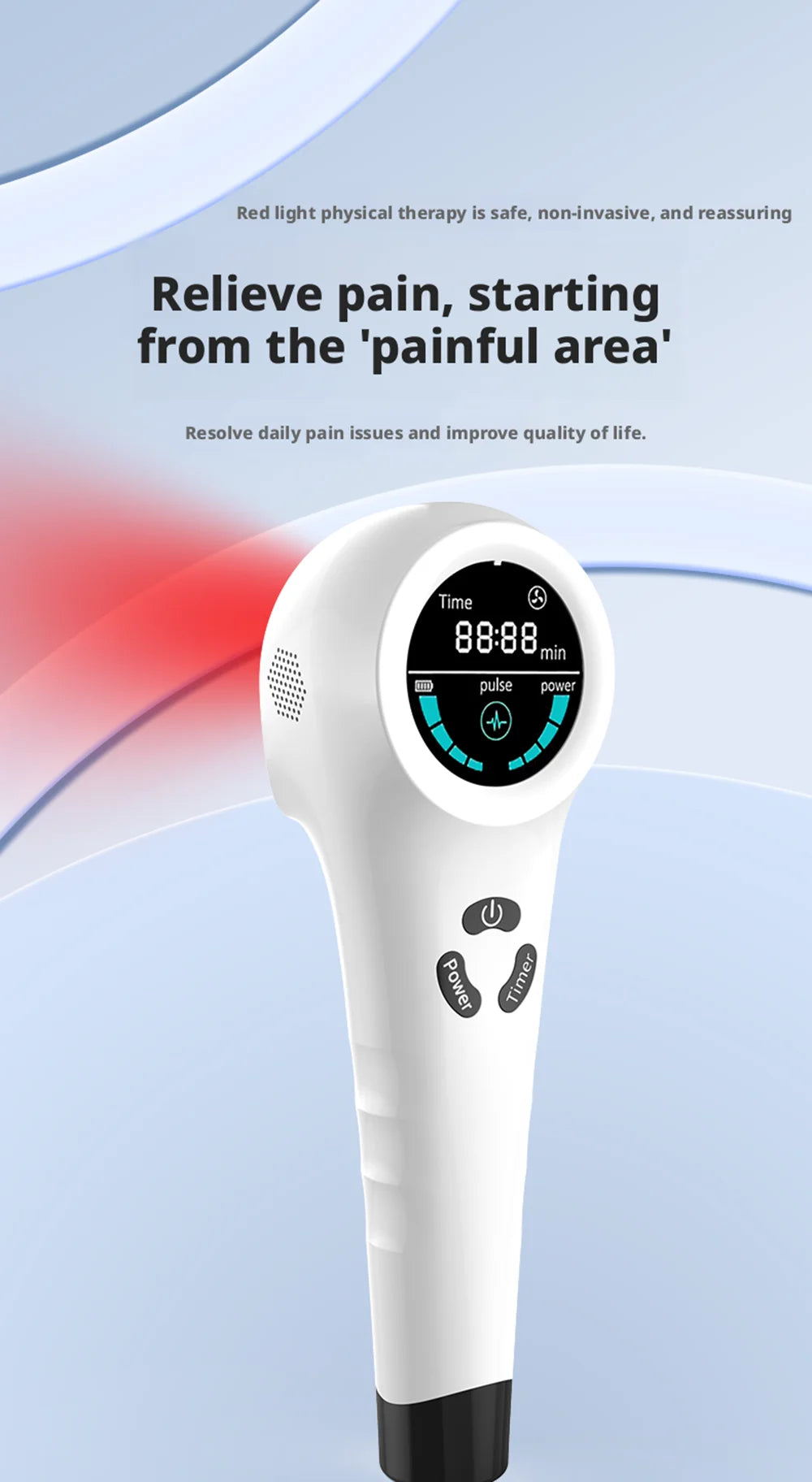 650nm+808nm Handheld Face Body Red Light Infrared Beauty Device Skin Rejuvenation Muscle Joint Body Fatigue Relief Health Care