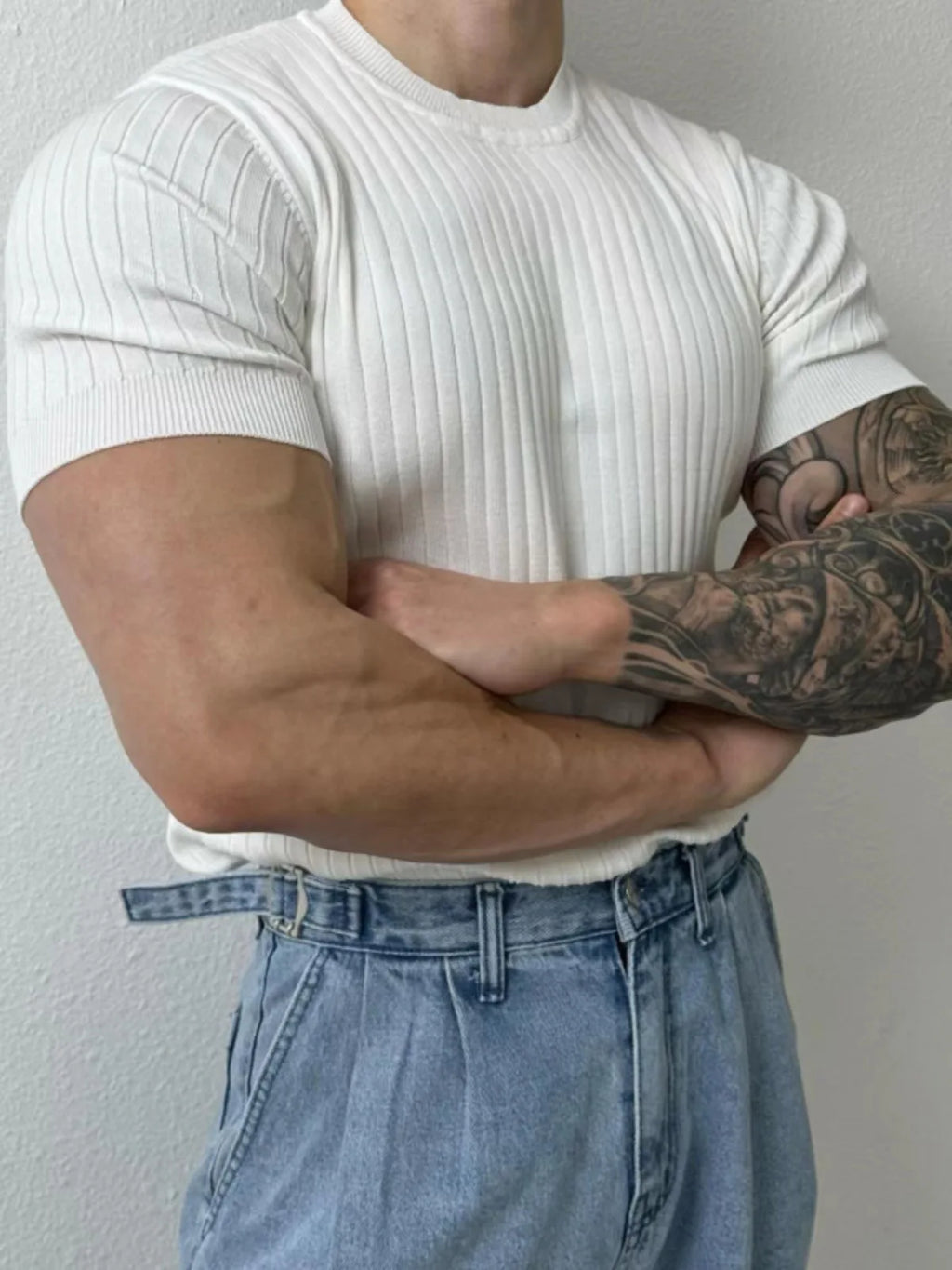 Trendy Polo Shirt for Men Summer Solid Color Top Versatile Knit Style Korean Short Sleeves Casual Fashion T-shirt