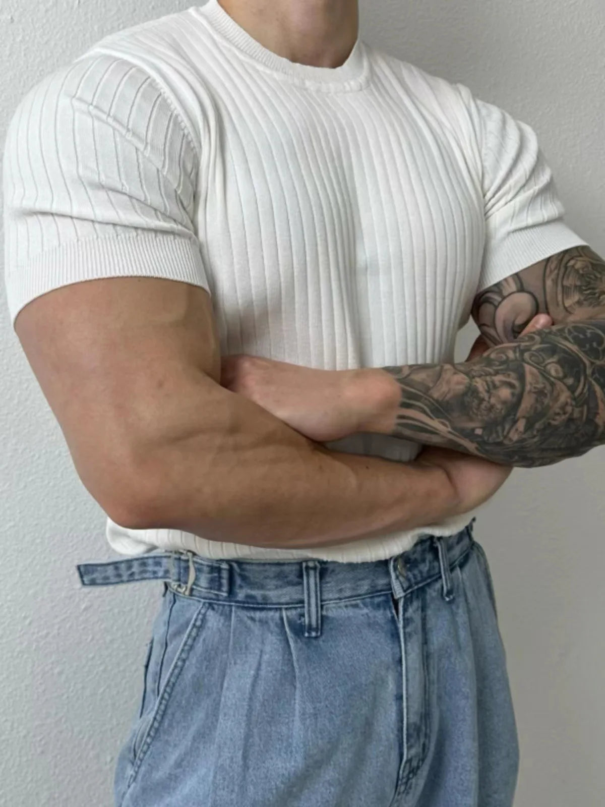 Trendy Polo Shirt for Men Summer Solid Color Top Versatile Knit Style Korean Short Sleeves Casual Fashion T-shirt