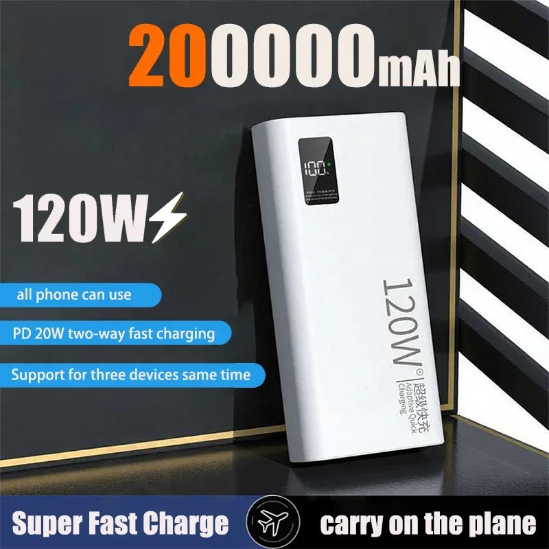 500000mAh 120W Power Bank Большая емкость Супер быстрая зарядка батареи Зарядка