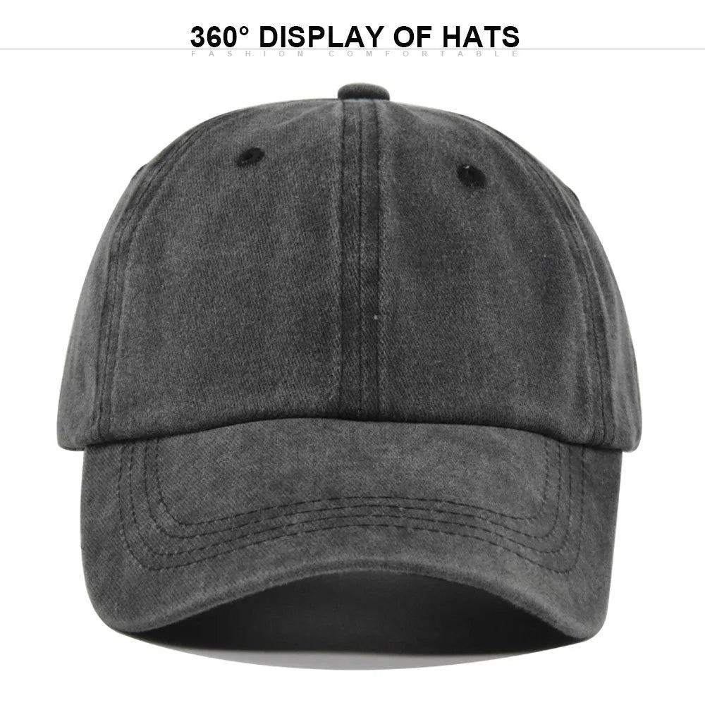 Unisex Baseball Cap Washed Adjustable Sun Hat Soft Top Peaked Hat Men Women Trucker Hat Vintage Outdoor Running Hat Adjustable