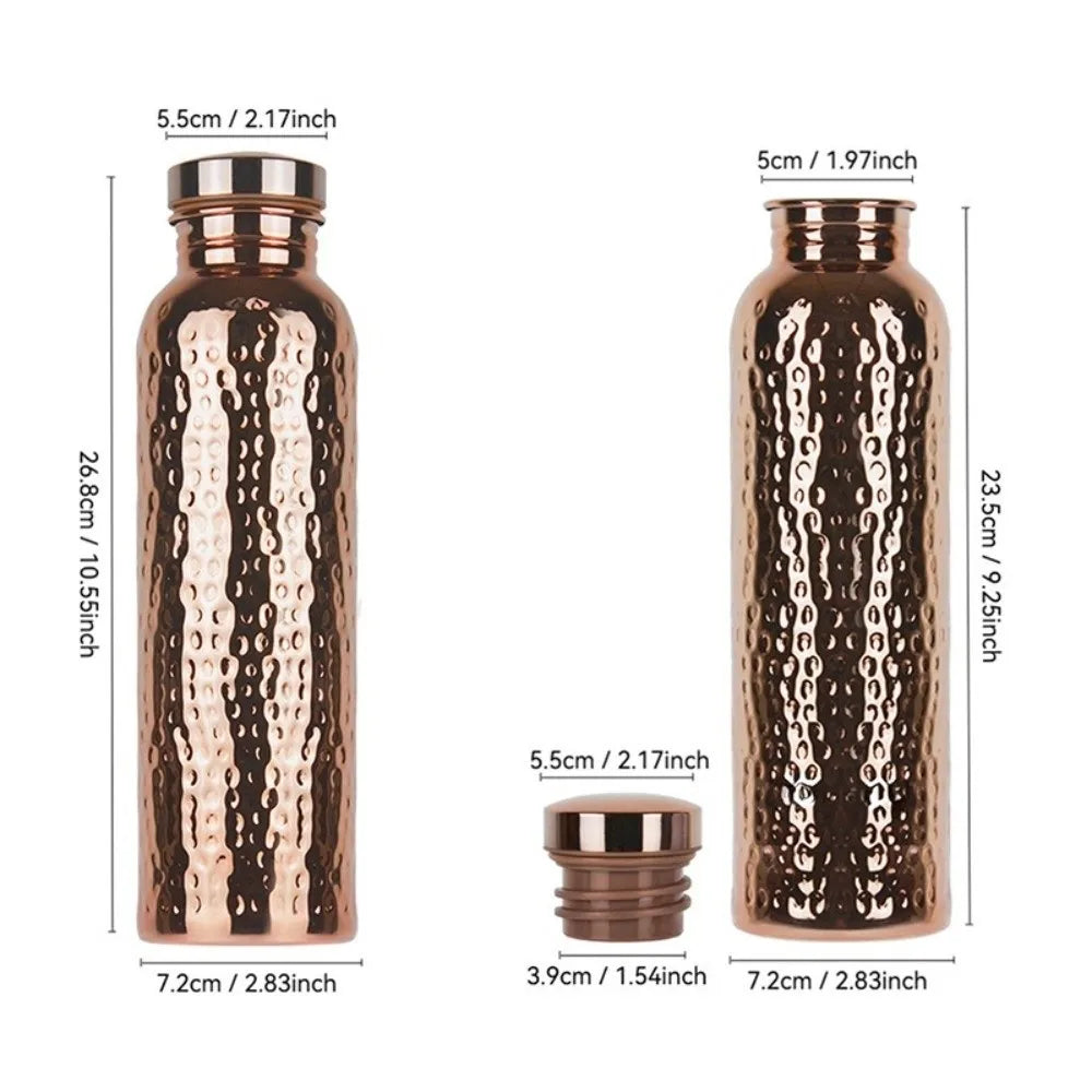 800ML Copper Water Bottle Anti-Slip Silicone Base One-Click Open Lid Leakproof Sports Bottle Thermal Insulation