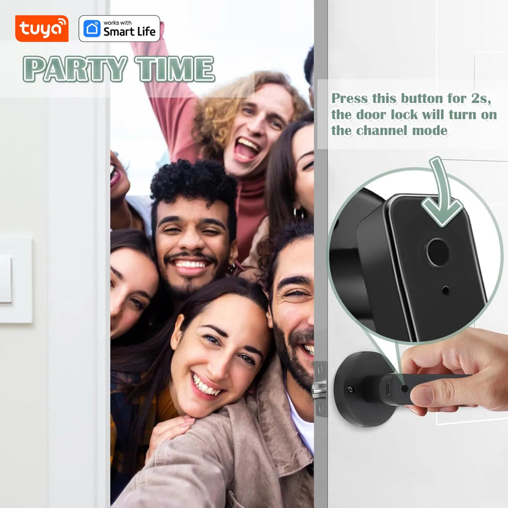 Tuya Smart Lock Fingerprint Door Lock With Handle,IC Card,App Control,Passcode Unlock Electronic Touchscreen Keypad