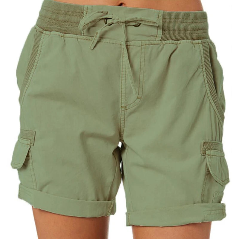 Womens Cargo Pants Shorts Soft Comfortable Casual Cotton Elastic Waist Shorts Summer Bottoms Jeans High Waisted Cargo Pants