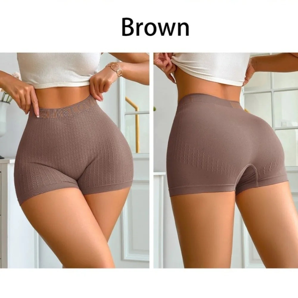 Multiple Sizes High Waisted Yoga Briefs Seamless Ribbed Short Underwear Soft Anti-Chafe Sports Shorts Casual Wear