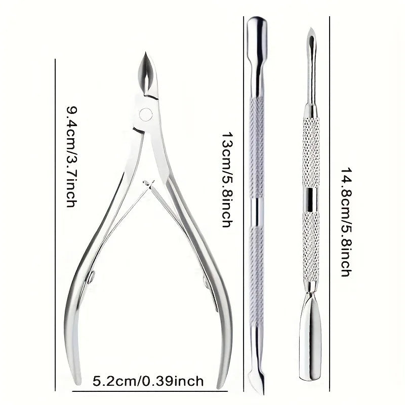 7Nail care tool set: polishing strips, nail file, polishing bar, stainless steel cuticle scissors, cuticle pusher, manicure and