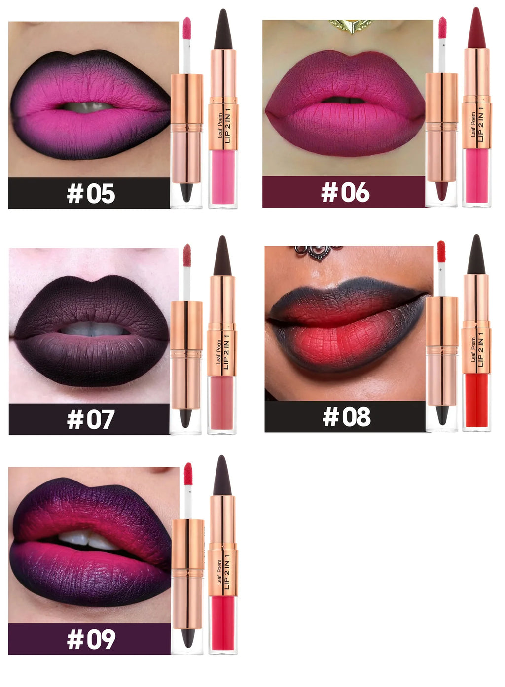 Tapered Gradient Lipliner Pen Black Brown Lip Gloss Matte Lip Liner Double Head Plumping Waterproof Lip Contour Non Stick Makeup