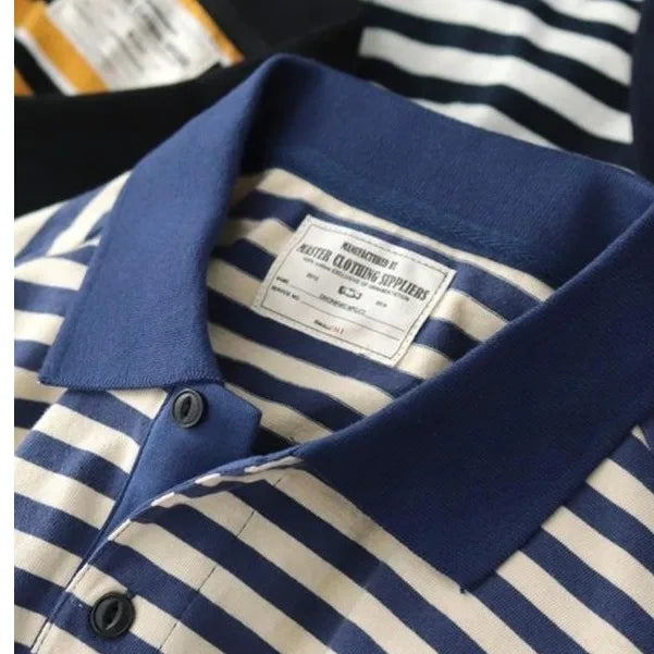Loose Fit Summer  Shirt Men's Retro Stripes Turn-down Collar Short Sleeve British Style Casual Fashion Polyester Fiber