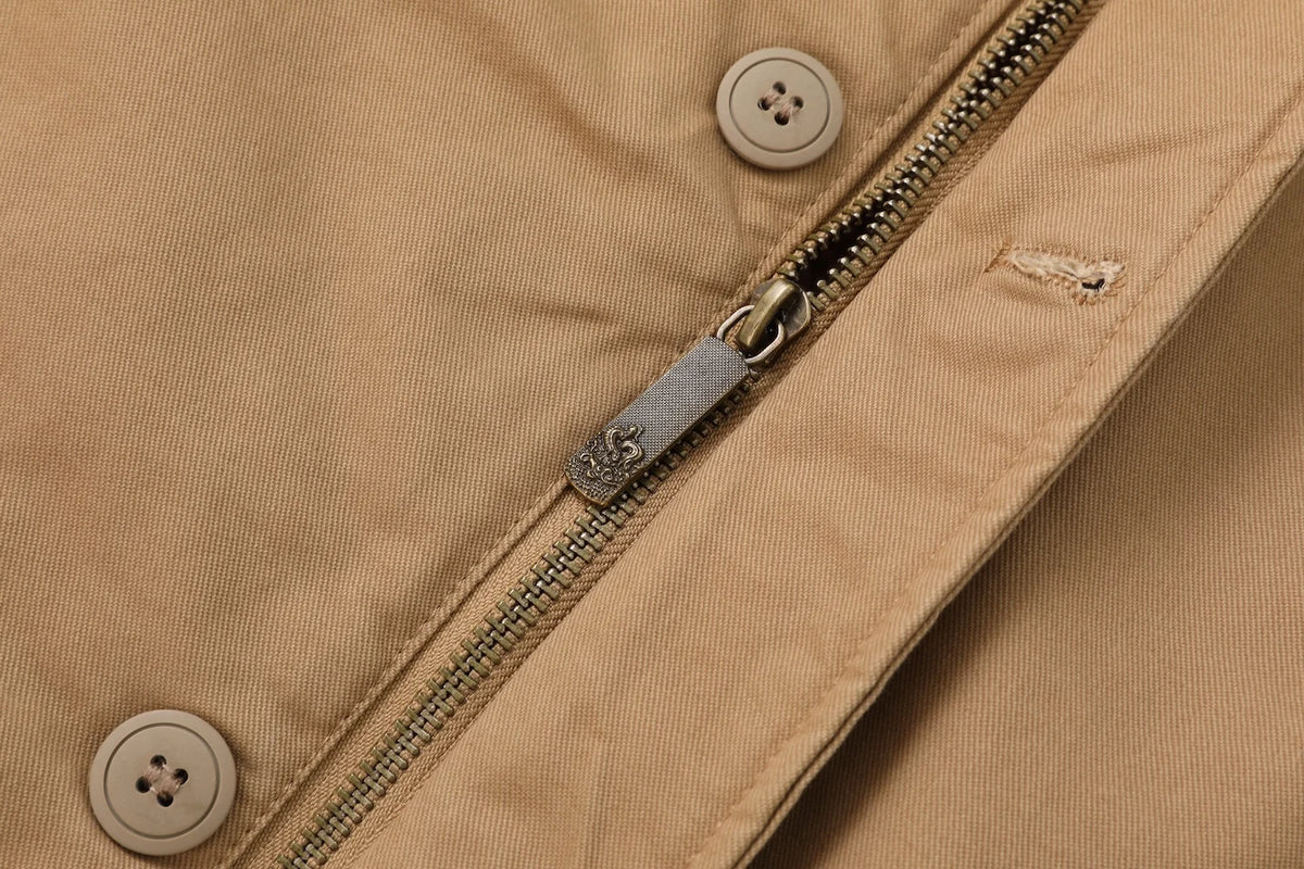 1940s N1 USN Thick Winter Mens Sherpa Fleece Deck Jacket Khaki Jungle Cloth Warm Heavyweight Vintage Parka Cotton Coat For Men