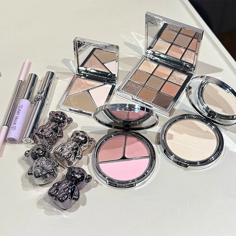 ART VALUE Face Makeup Sets Include 4Lip Mud,1Eyebrow Pen,1Mascara,1Eyebrow Tinted,1Pressed Powder,1Blusher,1Contour,1Eyeshadow
