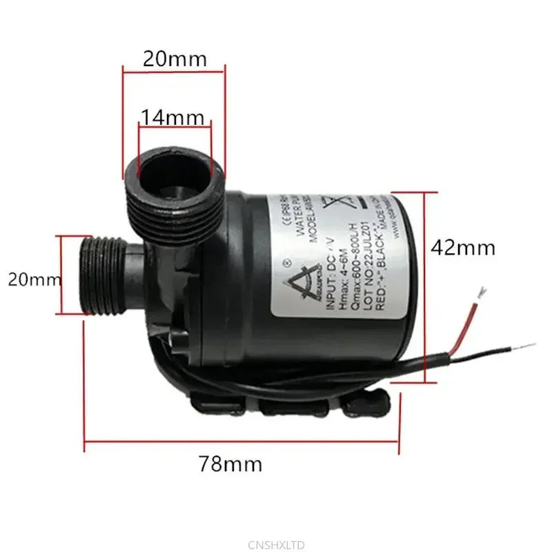 Water Pump 12v 24V DC Home Portable Brushless Motor Submersible Water Pump Brass Joints 14/16/19mm Cooling System Fountains Mini