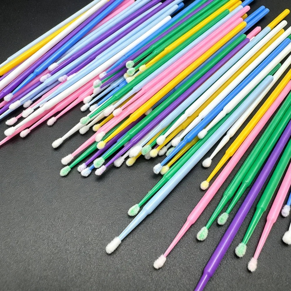 100PCS Crystal Micro Brush Disposable Lashes Removing Swab Mascara Wands Applicator Eyelash Extension Brushes Makeup Tools