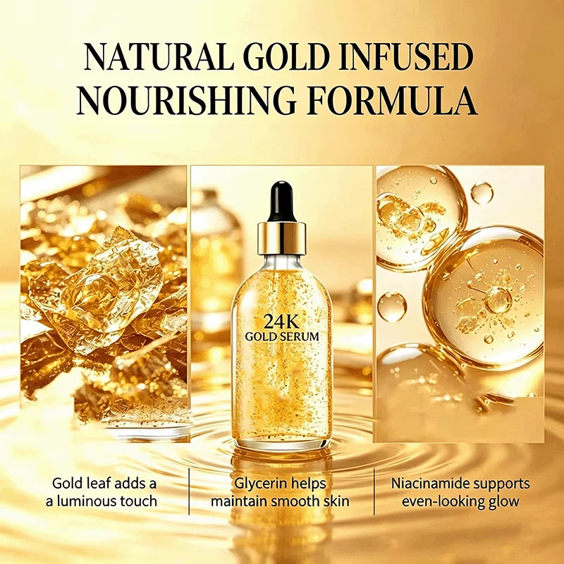 Face Serum Nicotinamide 30ml Hydrating Skin Care 24K Gold Smoothing Texture Daily Gentle Luminous Complexion Dewy Glow Nourish