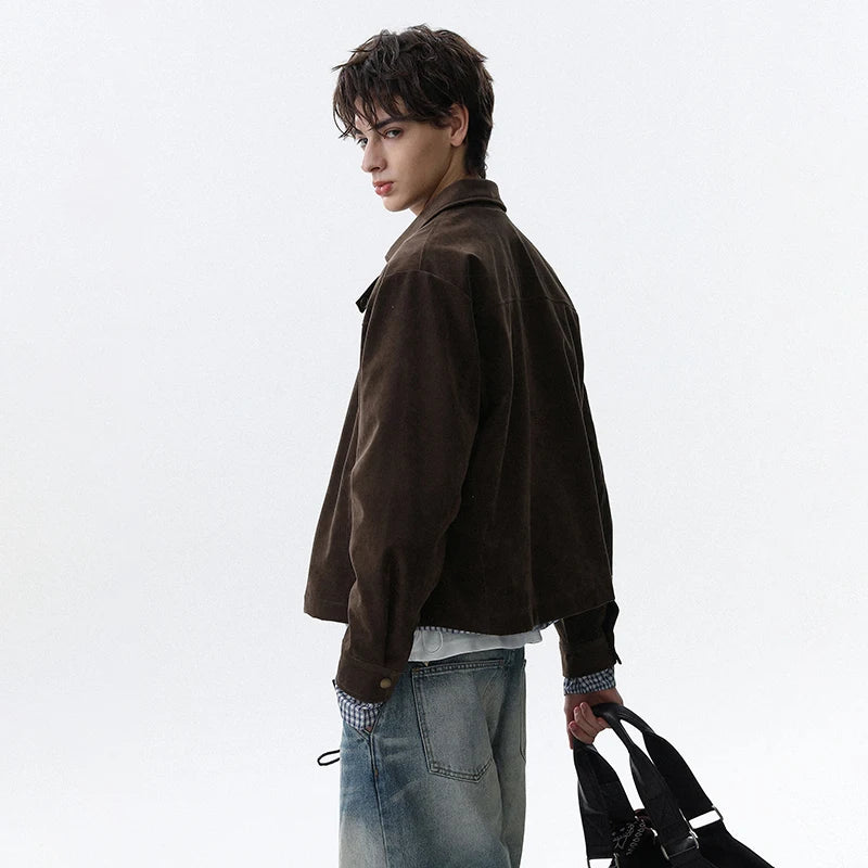 LUZHEN 2025 Autumn New Original Metal Buckle Placket Casual Jacket Men's Fashion High Quality Solid Color Elegant Clothes JY4230