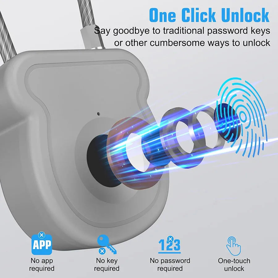 2025 NEW Keyless USB Charging Fingerprint Lock Smart Padlock Door Lock 0.2sec Unlock Portable Anti-theft Padlock