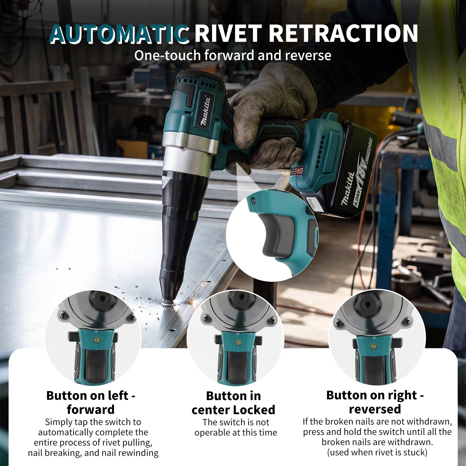 Makita Riveting Gun with Overheat Protection and Durable Construction for Long-Lasting Performance tools