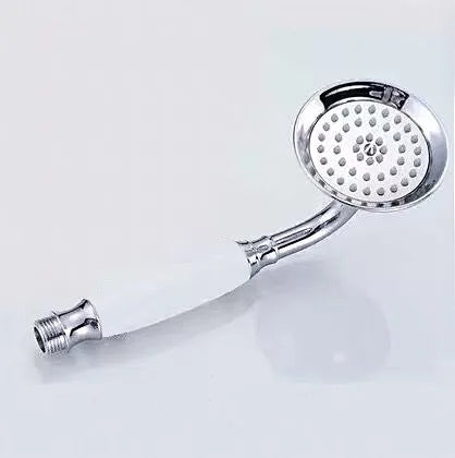 8 Inch Round Ceramic Handle Shower Head Bathroom Solid Brass Copper Rain Shower Head Waterall Hand Shower