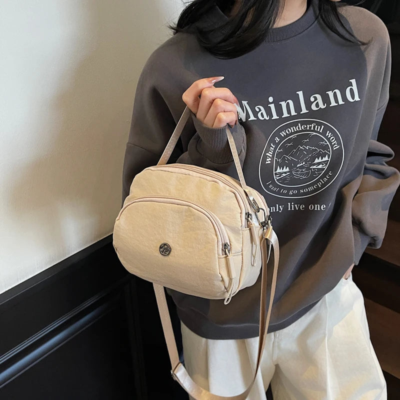 Women's Fashion Canvas Crossbody Bags Multi Pocket Small Shoulder Bag Casual Boho Handbag Lightweight Travel Purse for Daily Use