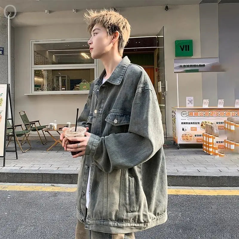 Washed Ripped Denim Jacket Men's 2026 Spring and Autumn Jacket Casual Trend