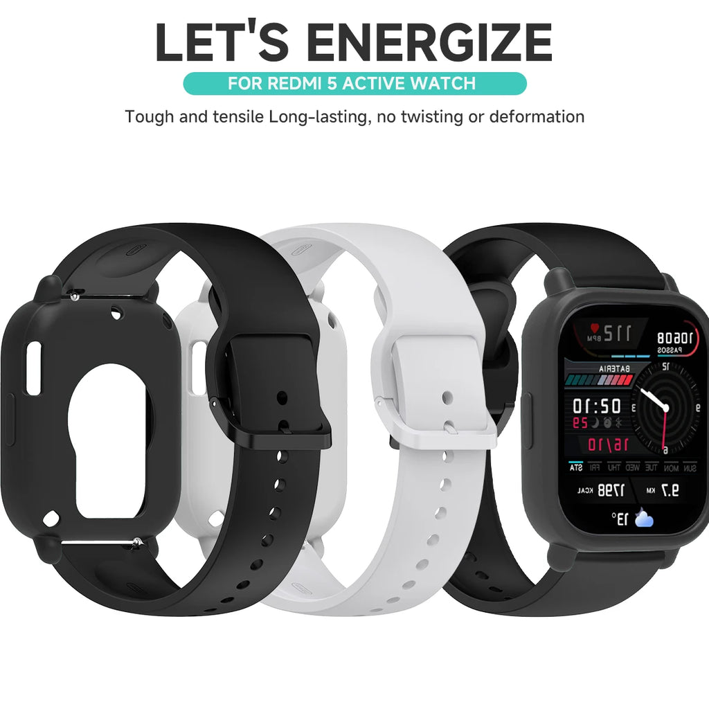 for Redmi Watch 5 Lite / 5 Active Silicone Case + Strap Repacement Bracelet Belt Smart correa Watchband Protective Shell Cover