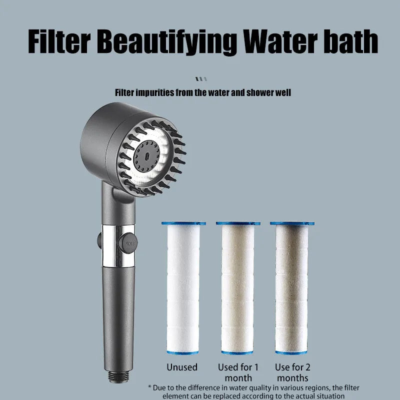 Shower for Bathroom Accessories Three Level Adjustment Showerhead Pressurization Head Massage Knobs Filter Set Showers Parts
