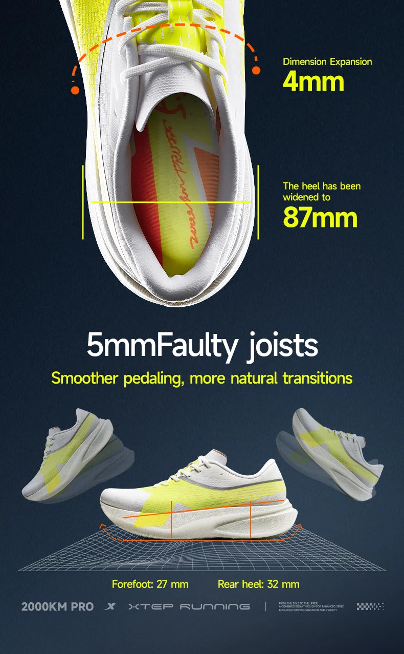 XTEP 2000KM 5.5 PRO Men Running Shoes Plate-free Racing Training Shoes with Cushioning and Water-repellent Finish 874419110062