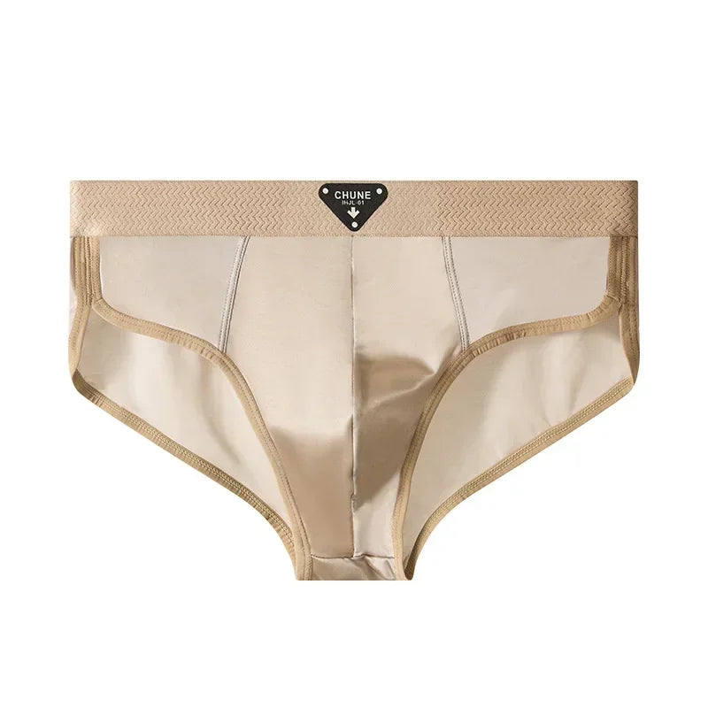 Men's Briefs Ice Silk Satin-like Briefs Men's Underpants Summer Breathable Quick Drying Panties Sexy U Pouch Underwear