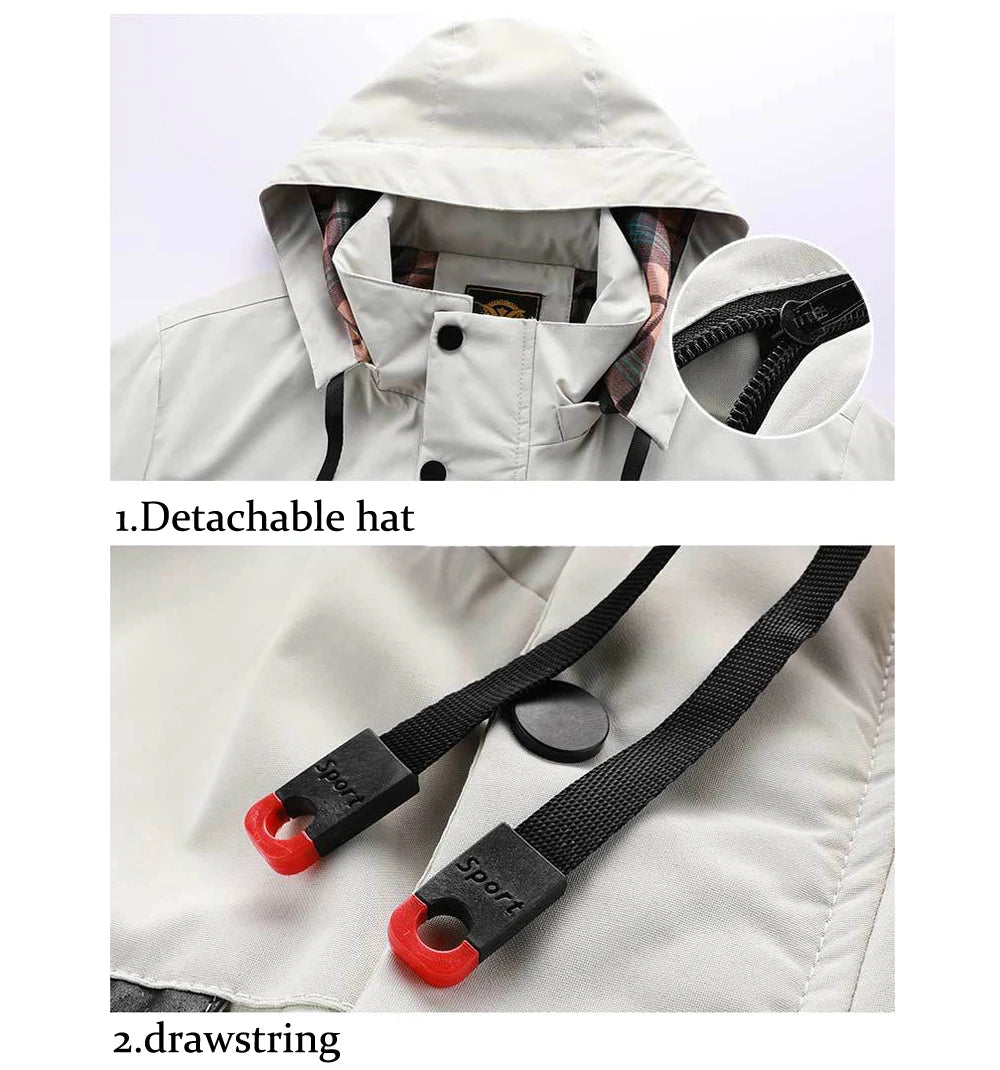 Autumn Men's Windbreaker Hooded Jacket Man Waterproof Outdoor Sports Soft Shell Coats Clothing Men Hiking Mountain Ski Jackets