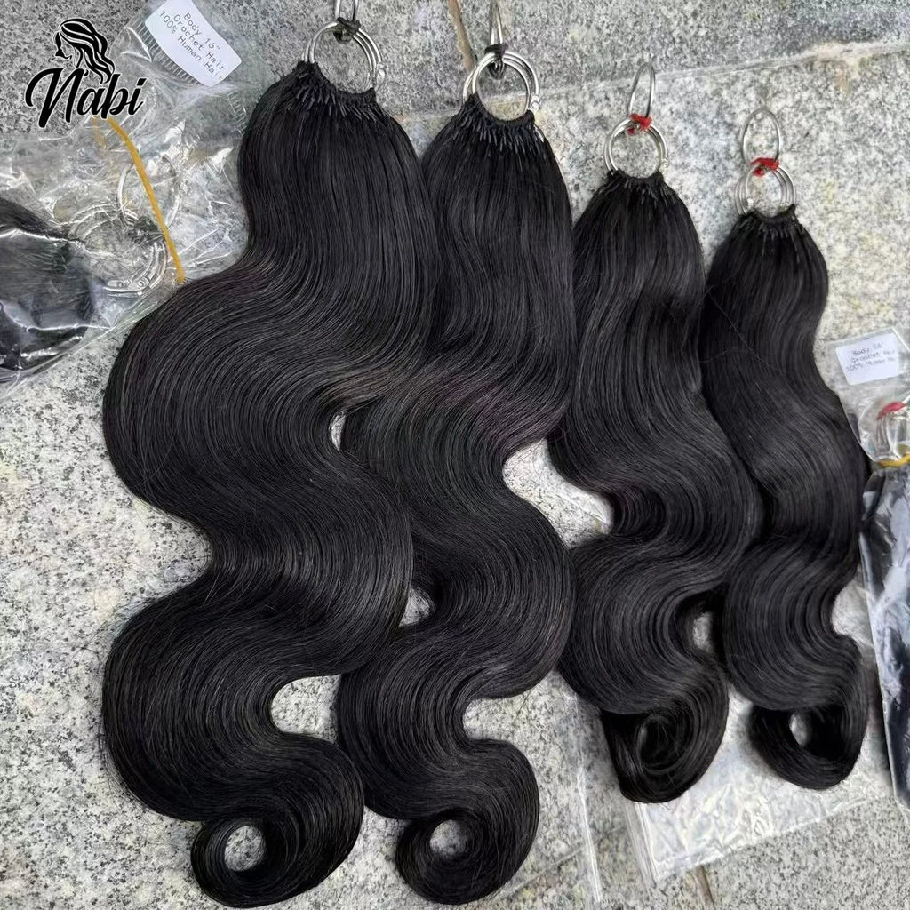 NABI Pre-Separated Crochet Human Hair Bundle Miracle Knots Braiding 14-18inch Water Wave Curly Human Hair for Women