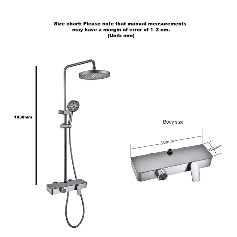 Gray Bathroom Shower Set Household Bathroom Pressure Boosting Rainfall Shower Head Bathtub Showers Faucet Set Hotel