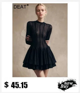 DEAT Fashion Pink Patchwork Sequined Strapless Dress Women's Slim Fit Waist Contraction Flods Floor-length Dresses New  7A2987