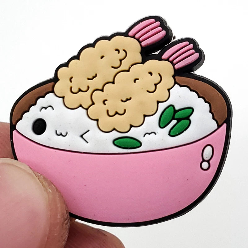 Cute Kawaii Food Shoes Charms Set Cartoon Burger Pizza Boba Shoe Accessories, PVC Clog Decorations for Sandals, Party Gifts