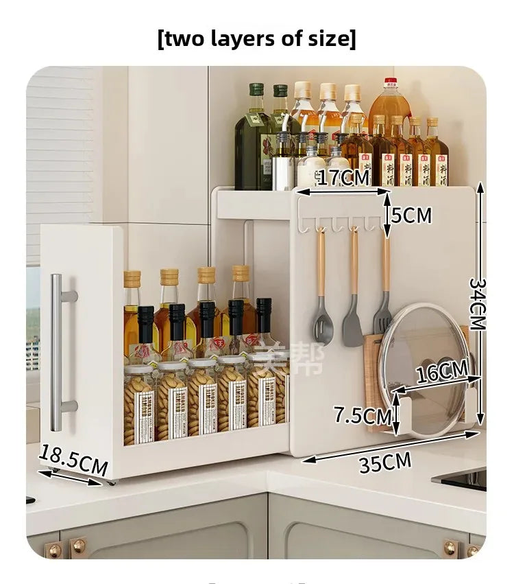 Narrow Kitchen Countertop Pull-Out Spice Rack Organizer Space Saving Shelf with 16 Magnetic Accessories Included