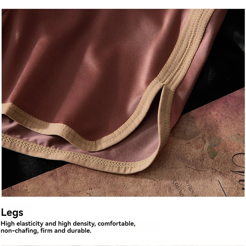 3PCS/Pack Luxury Ice Silk Satin-like Men's Underpants Double-layer Silk Crotch Panties Hygroscopic Breathable Underwear for Man