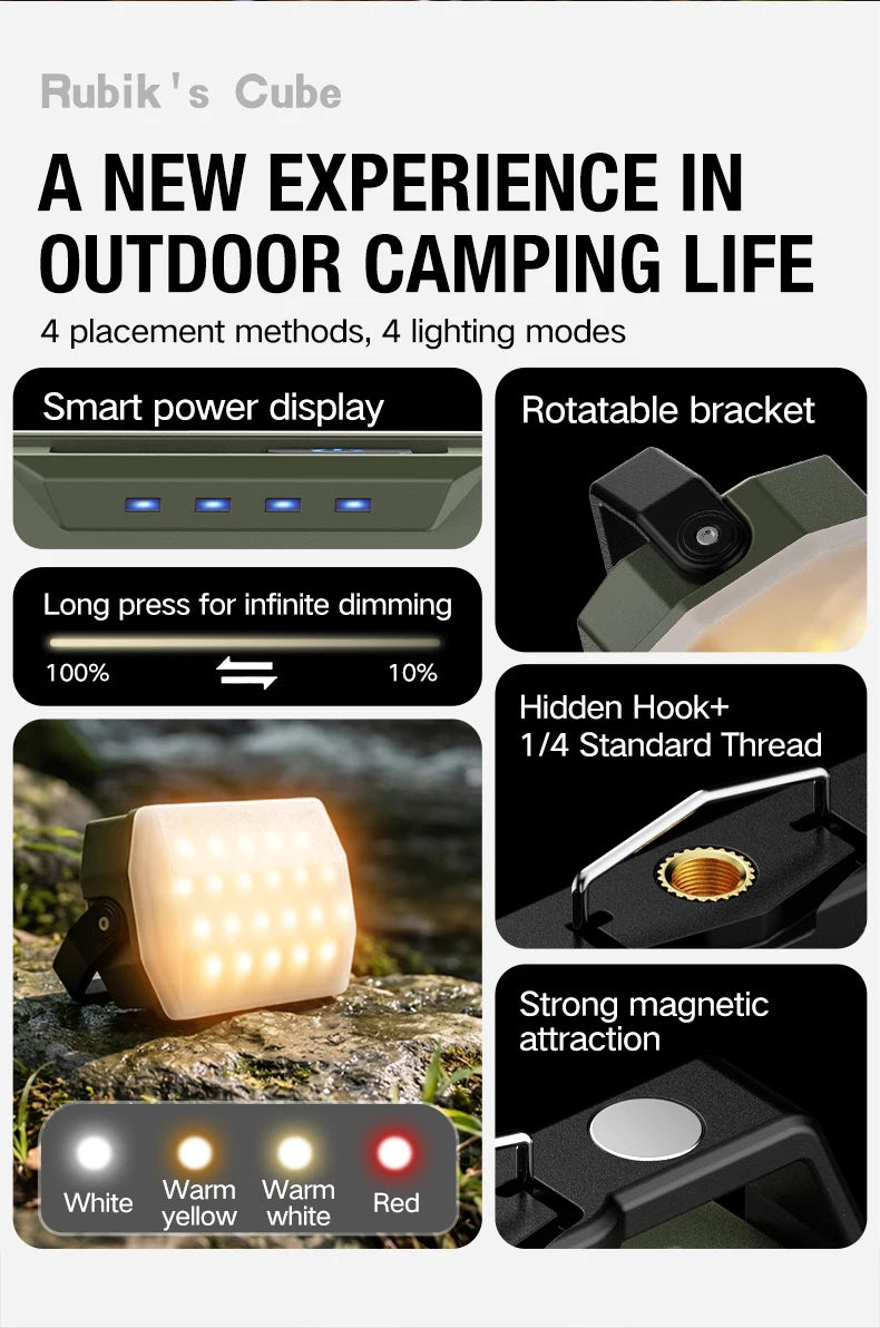 Outdoor Camping Lights, Portable Camping Tents, Camping Atmosphere Hanging Lights, Long-Lasting Rechargeable Lighting Fixtures