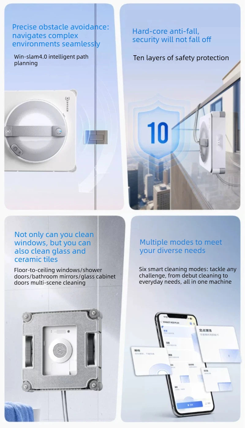 ECOVACS W2S PLUS Window Cleaning Robot Multi functional Automatic Electric Window Glass Cleaner Smart Cleaning Machine