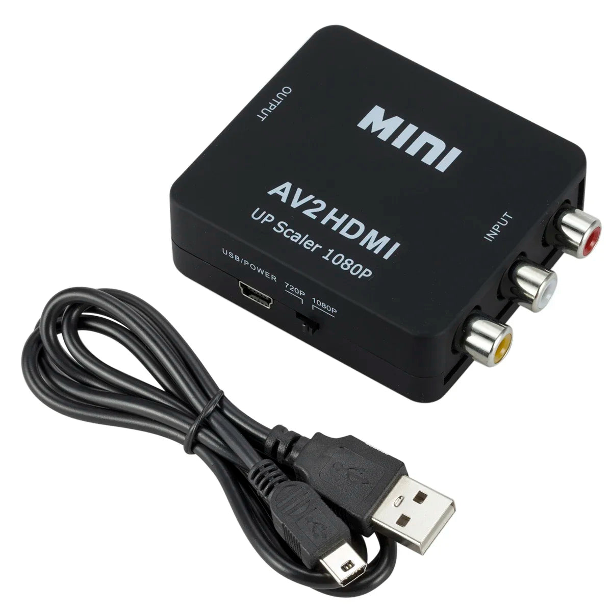 1080P RCA AV To HDMI-compatible Adapter Converter AV2HD Audio Video Cable CVBS AV Adapter with USB Cable
