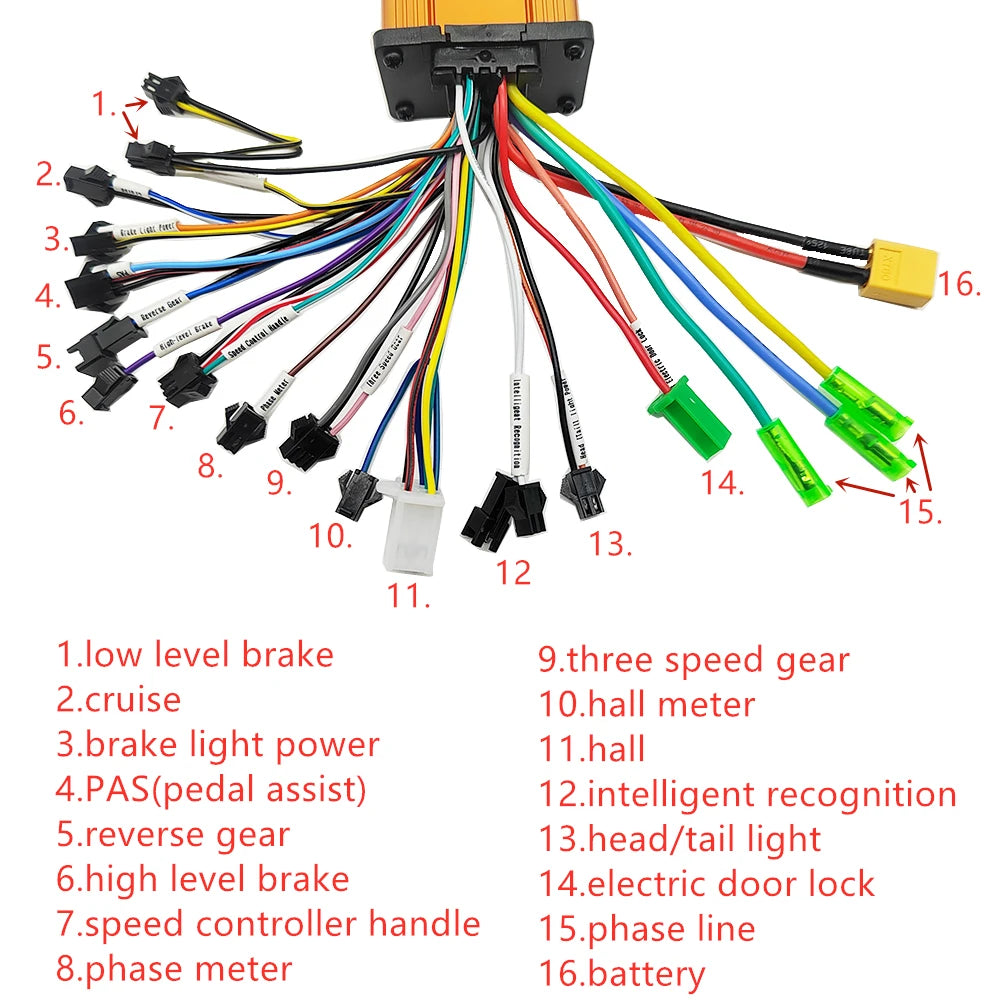 Electric Scooter Brushless Controller 24V 36V 48V with Twist Grip Throttle 250W 350W 12A 13A 15A 18A 20A for E-bike