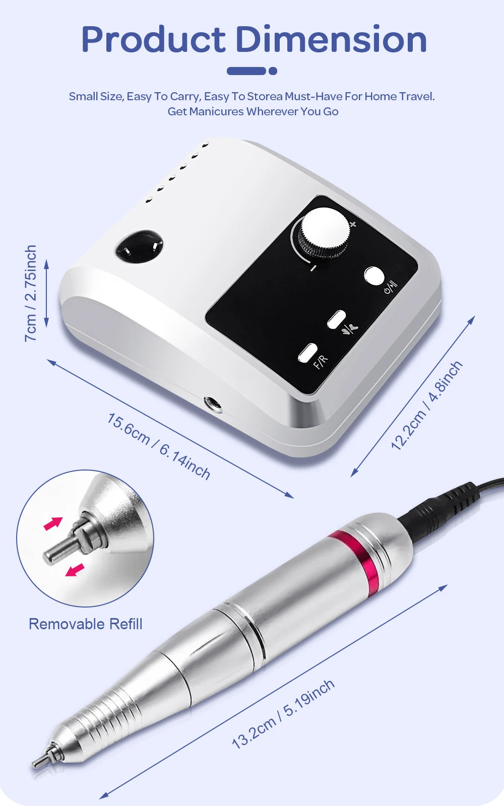 45000 RPM Electric Nail Drill Machine for Nails Electric File HD Display Metal Manicure Pen Professional nail lathe Sander