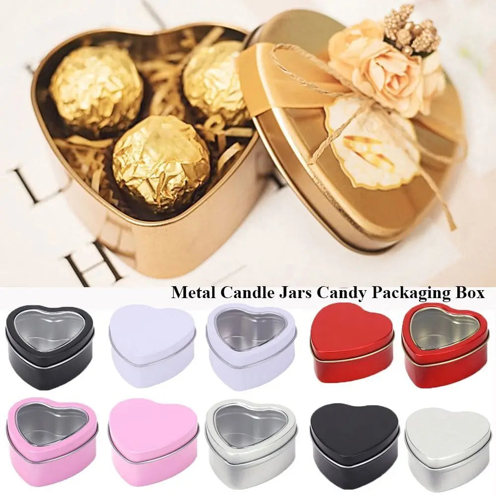 Heart Shape Metal Box Aluminum Tin Jar for Cream Balm Nail Candle Cosmetic Container Refillable Tea Cans Candy Packaging Box 1Pc