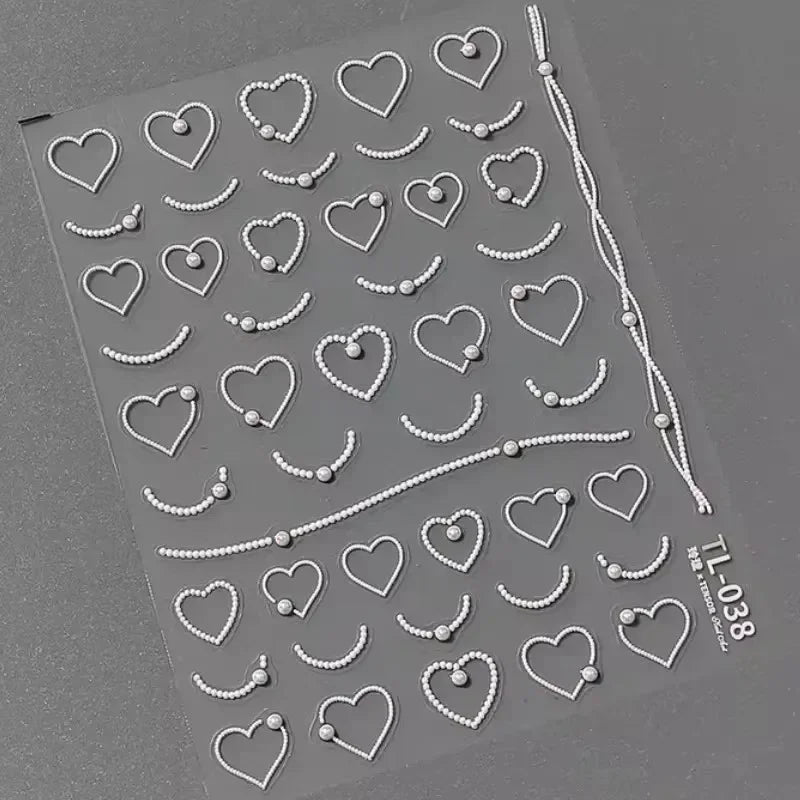 5D Gradient Love Gem Glitter Love Heart Colorful Cat's Eye Rhinestone Soft Self Adhesive Nail Art Stickers Shiny Manicure Decals