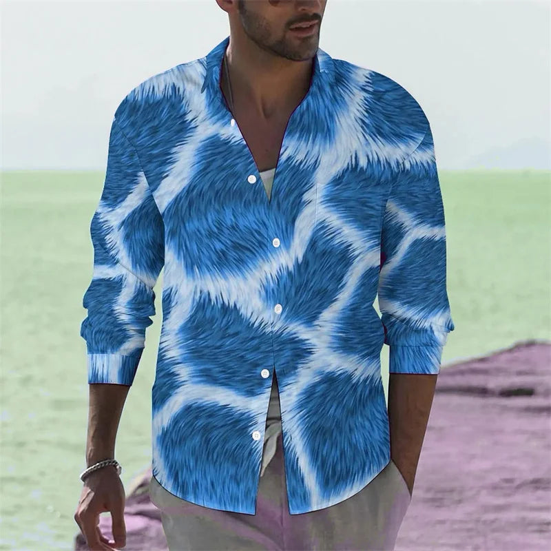Men's shirt giraffe printed animal shirt autumn casual shirt men's cool shirt long sleeved pattern fun top size XS-6XL