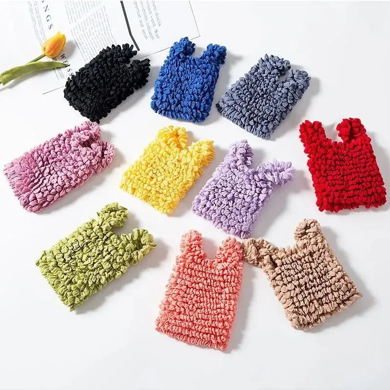 New Bubble Bags Expansion Fold Pleated Flexible Stretch Mini Shopping Bag Large Capacity Elastic Portable Handbag Storage Bag