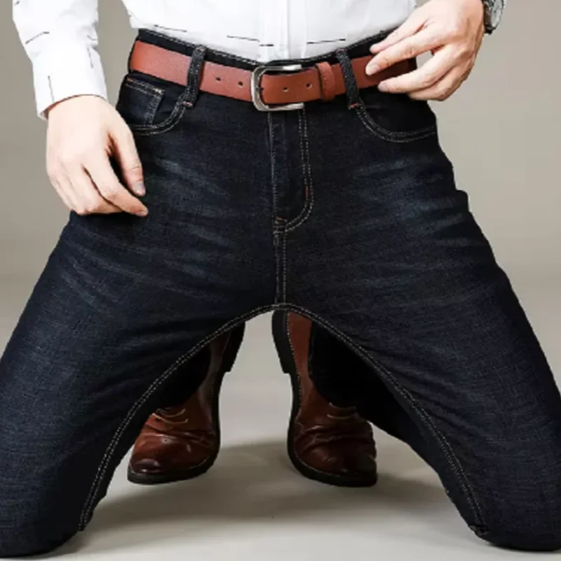 2025 New Business Men's Jeans Casual Comfortable Straight Stretch Fashion Classic Premium Blue Black Denim Pants Large Pants