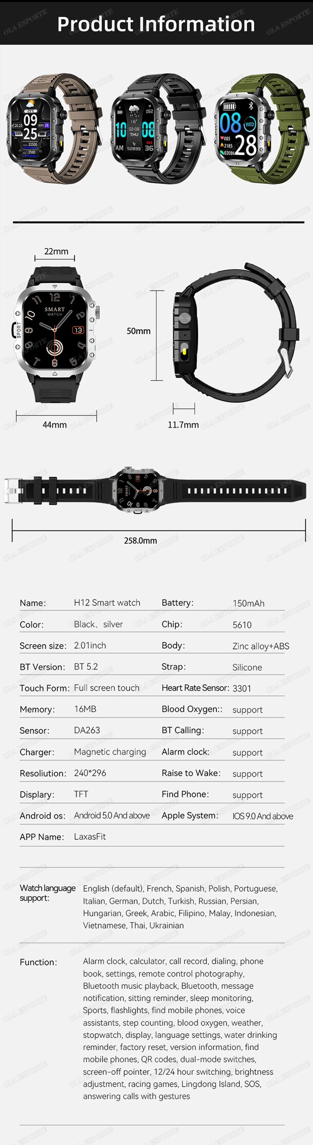 2026 New Rugged Military GPS Smart Watch Men Bluetooth Call Health Monitoring Sports 5ATM Waterproof Smartwatches Man Pk HT30